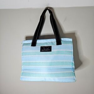 Scout Nooner Nylon Cooler Blue Aqua Black Handles Zipper Top